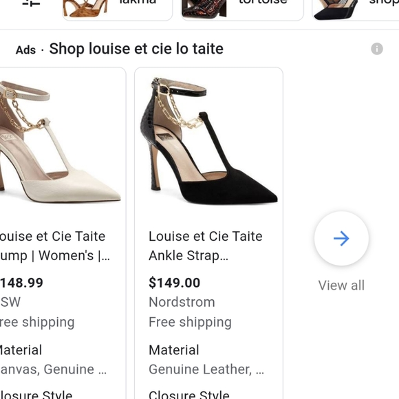 Louise et Cie "lo taite" black pumps with gold chain - Picture 4 of 4